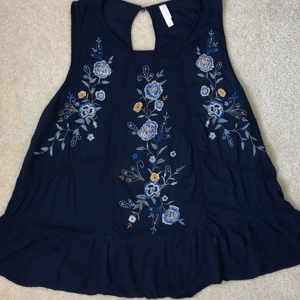 Navy Blue Shirt With Flowers